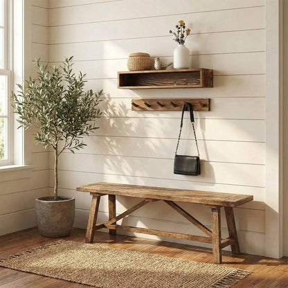 Wall-Mounted Floating Shelf & Coat Rack Set