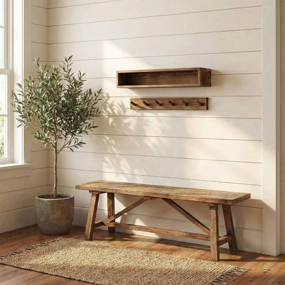 Wall-Mounted Floating Shelf & Coat Rack Set